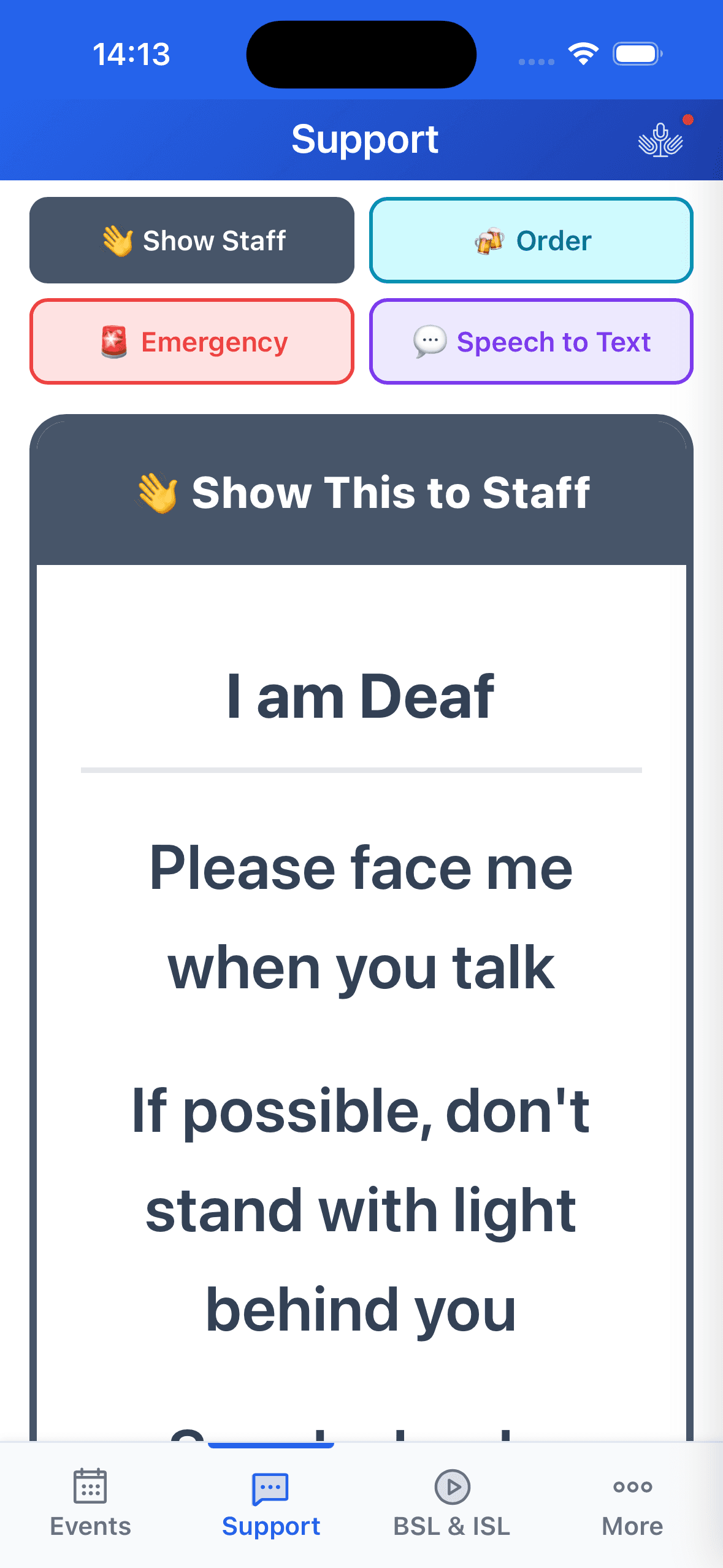 Support at Events